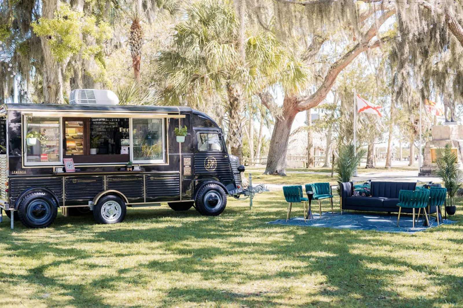 Fire and Ash vintage cigar truck serving guests at a Florida event
